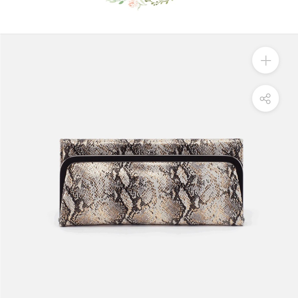 HOBO Snake Print Clutch Wallet in Black, Cream, Brown